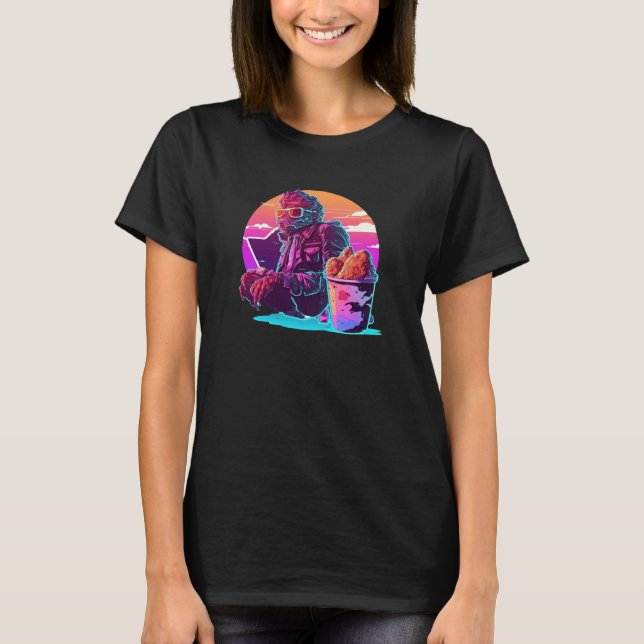 Camiseta Fried Chicken Synthwave 80s Retrowave Aesthetic (Anverso)