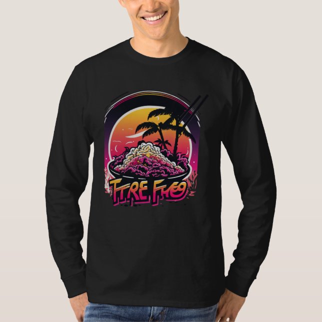 Camiseta Fried Rice with a Nostalgic 80s Retrowave Aestheti (Anverso)