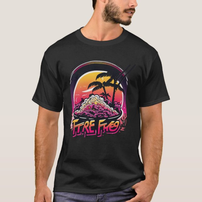 Camiseta Fried Rice with a Nostalgic 80s Retrowave Aestheti (Anverso)