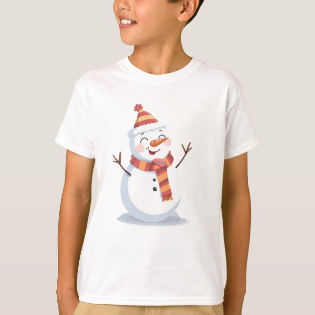 Camiseta Friendly Snowman – Cute Kids Christmas Tee (Anverso)