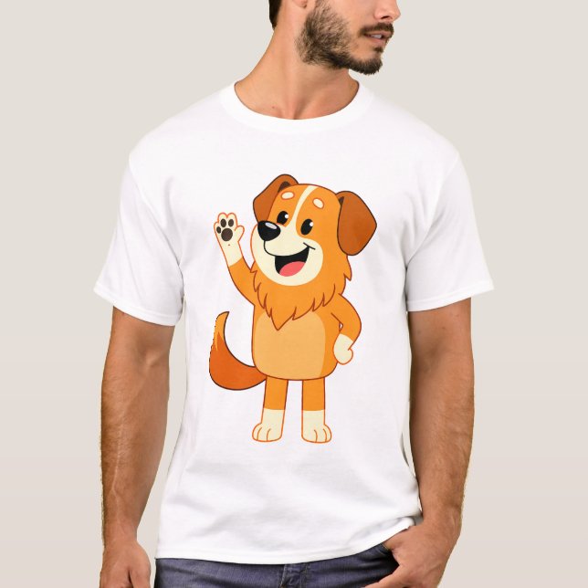 Camiseta Friendly Waving Orange Dog (Anverso)