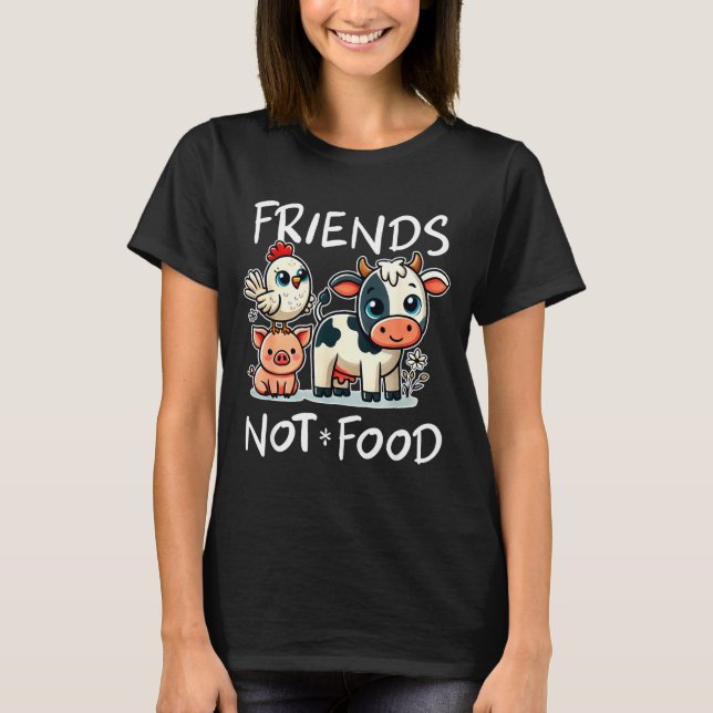 Camiseta Friends Not Food Funny Vegan Vegetarian Cute Anima (Anverso)