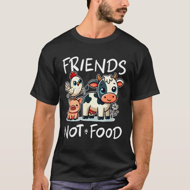 Camiseta Friends Not Food Funny Vegan Vegetarian Cute Anima (Anverso)