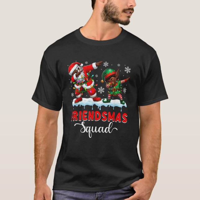 Camiseta Friends Xmas Squad Dabbing Cute Elf Afro Santa Pro (Anverso)
