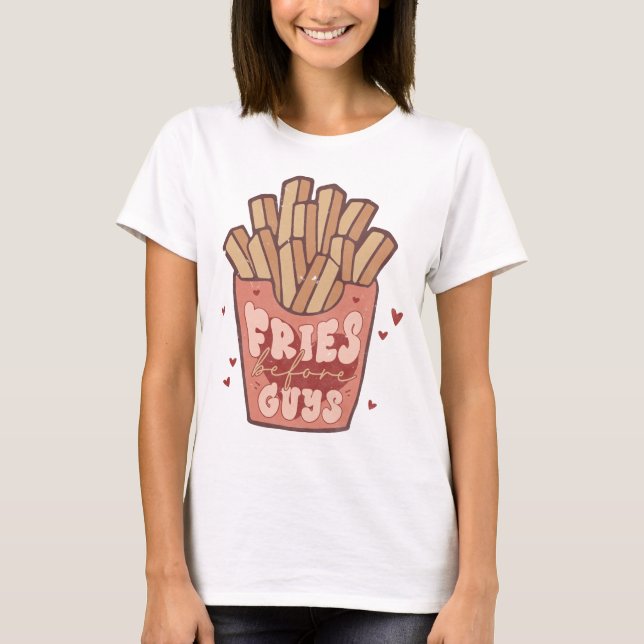Camiseta Fries antes de chicos divertidas (Anverso)