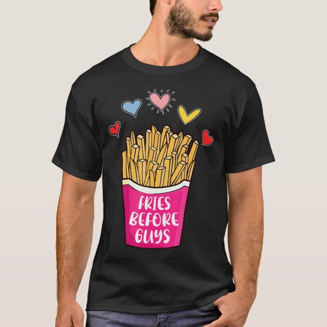 Camiseta Fries antes de muchachos Humor Chicas adolescentes (Anverso)
