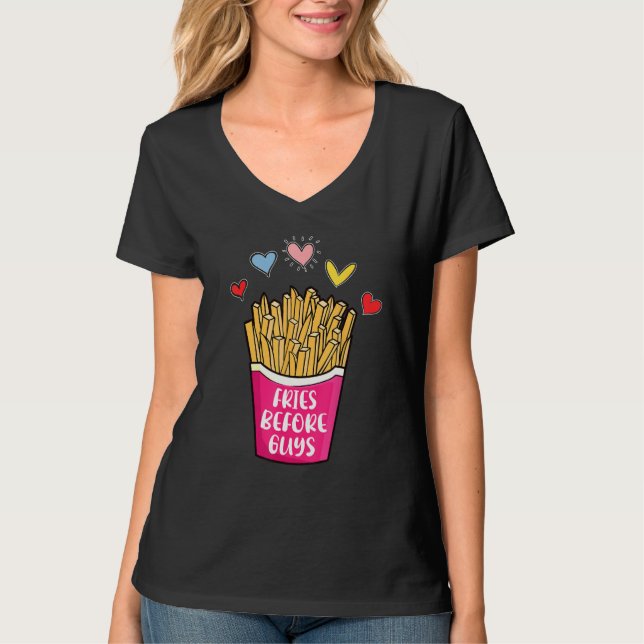 Camiseta Fries antes que chicos, chicas adolescentes de Hum (Anverso)