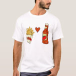Camiseta Fries francesas aman Ketchup<br><div class="desc">Camisetas y regalos de humor,  con patatas fritas y ketchup con el corazón entre ellas. Camisetas para los niños,  o cualquiera que no pueda vivir sin sus papas fritas y ketchup!</div>