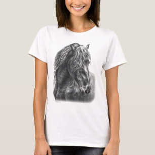 Camiseta Friesian Horse Portrait Wavy Mane