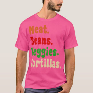 Camiseta Frijoles de carne Veggies Tortillas ingredientes p