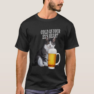 Camiseta Frío Como Funny El Gato De La Cerveza Del Corazón 