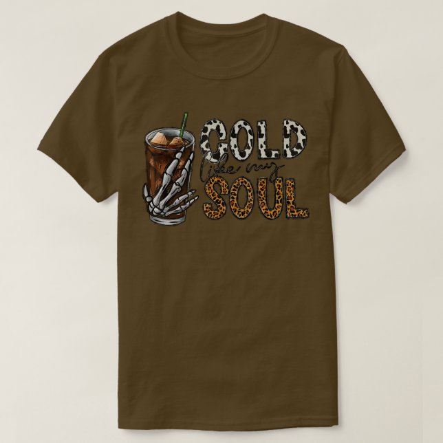 Camiseta Frío como mi alma café Skeleton Halloween  (Diseño del anverso)
