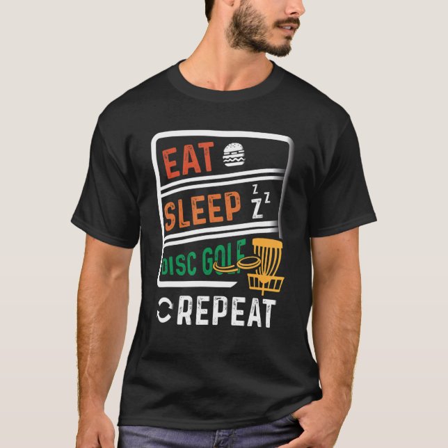 Camiseta Frisbee Golf Eat Sleep Disk Golf Repeat Folf Frolf (Anverso)