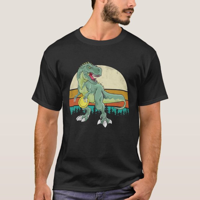 Camiseta Frisbee Golfer TRex Dinosaur Golf Player Disc Golf (Anverso)
