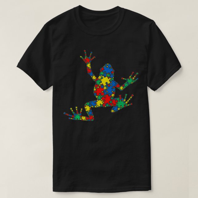 Camiseta Frog Autism Puzzle for Women Men Kids  Autism Awar (Diseño del anverso)
