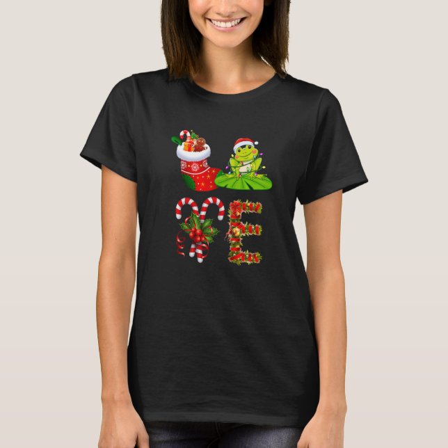 Camiseta Frog Christmas Lights Led  Santa Hat Christmas (Anverso)