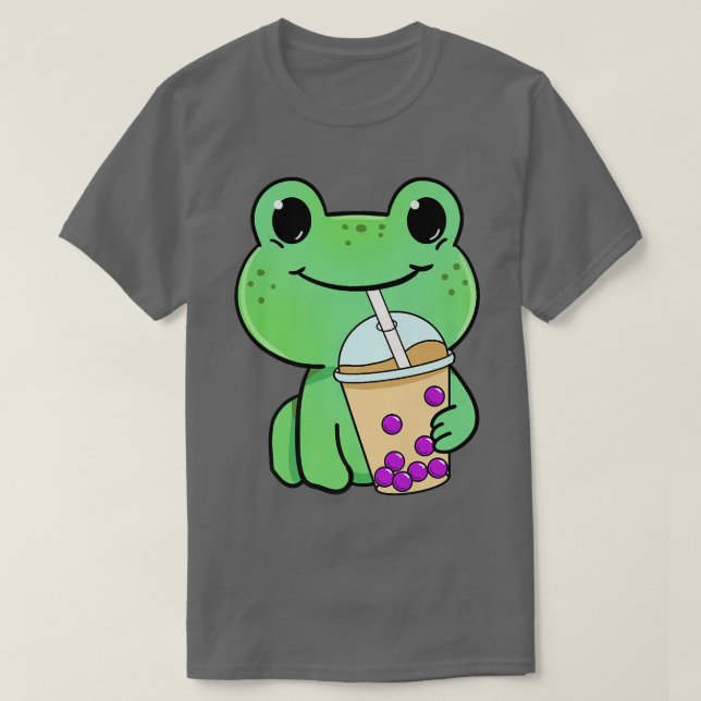 Camiseta Frog Drinking Bubble Tea Premium  (Diseño del anverso)