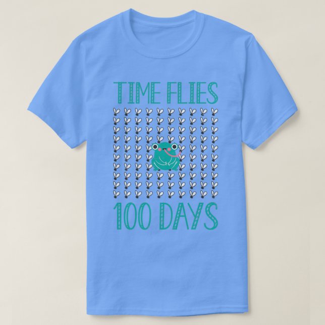 Camiseta Frog Fly Time Flies 100 Days Of School (Diseño del anverso)