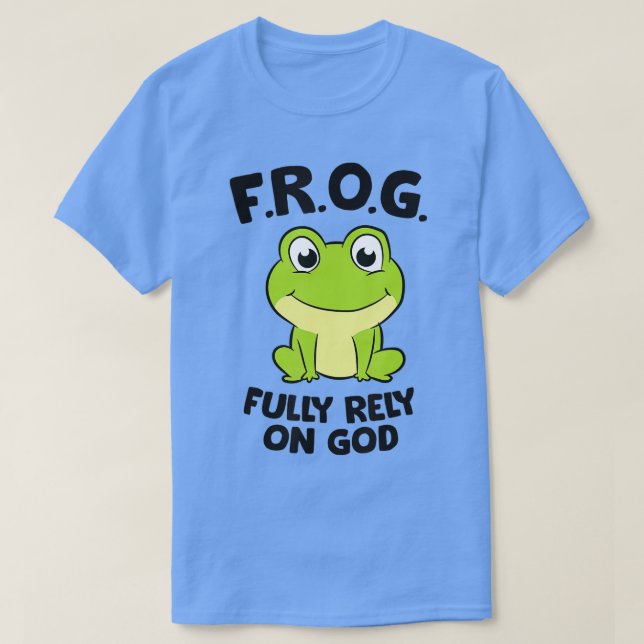 Camiseta Frog Fully Rely On God Christian Frog  (Diseño del anverso)