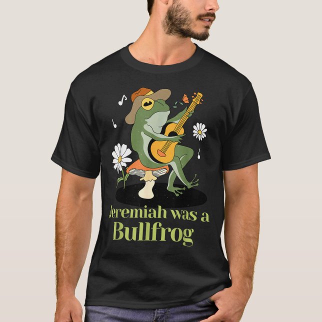 Camiseta Frog Guitar-jeremiah Was Bullfrog Funny Saying  (Anverso)
