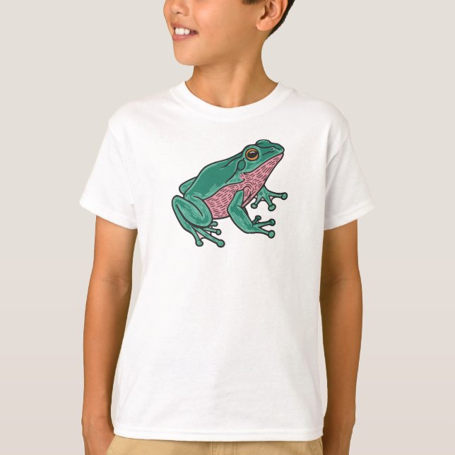 Camiseta Frog Kids T-Shirt – Cute Green Animal Tee for Boys (Anverso)