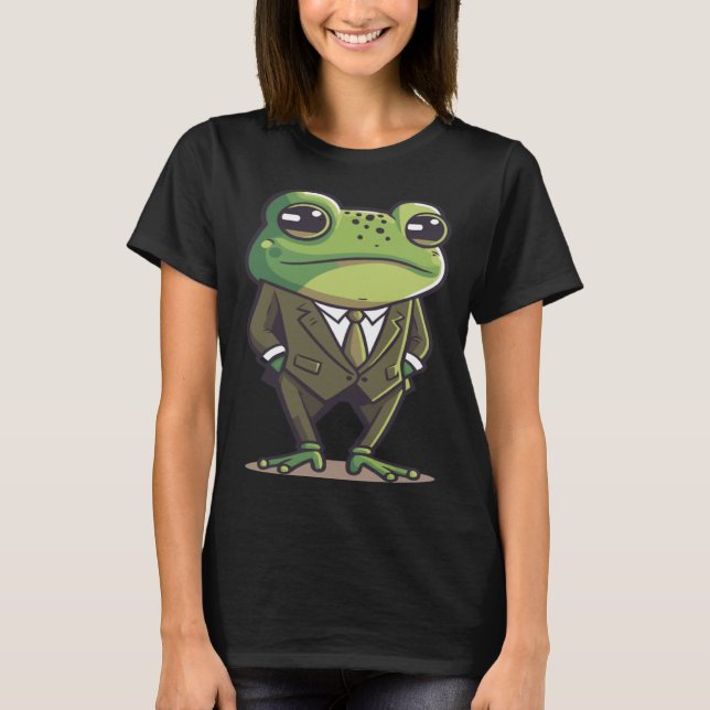 Camiseta Frog man, mr frog, frog in suit, serious frog, fun (Anverso)