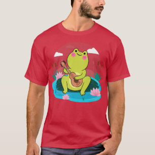 Camiseta Frog Playing Banjo Guitar Mushroom Cottagecore Aes