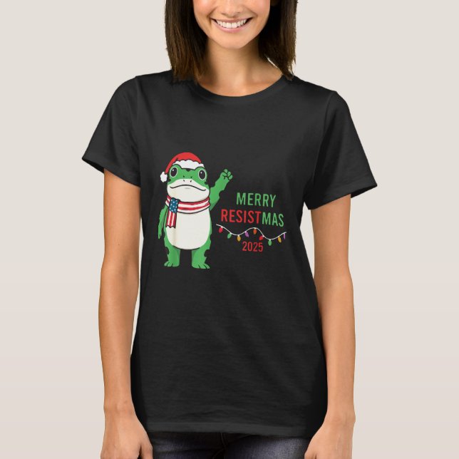 Camiseta Frog Retro Merry Resistmas Funny Litical Christmas (Anverso)