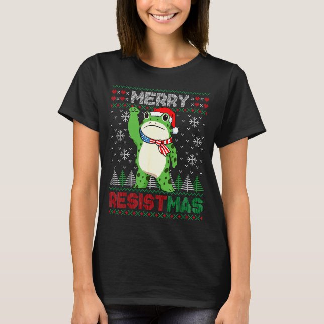 Camiseta Frog Retro Merry Resistmas Funny Litical Ugly Chri (Anverso)