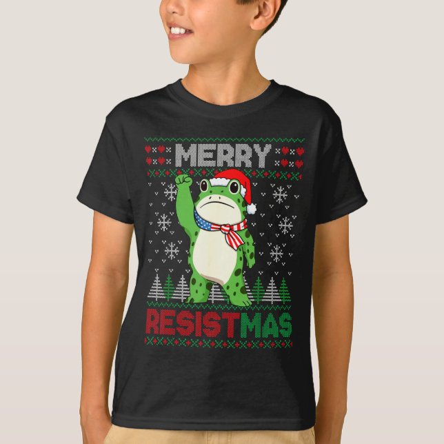 Camiseta Frog Retro Merry Resistmas Funny Litical Ugly Chri (Anverso)