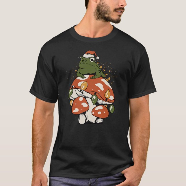 Camiseta Frog Santa Hat Mushroom - Funny Christmas (Anverso)