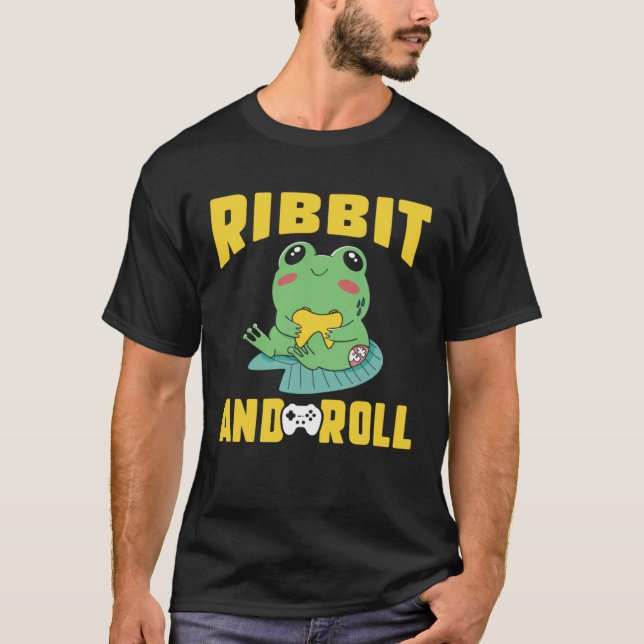 Camiseta Frog Toad  Ribbit and Roll Gamer (Anverso)