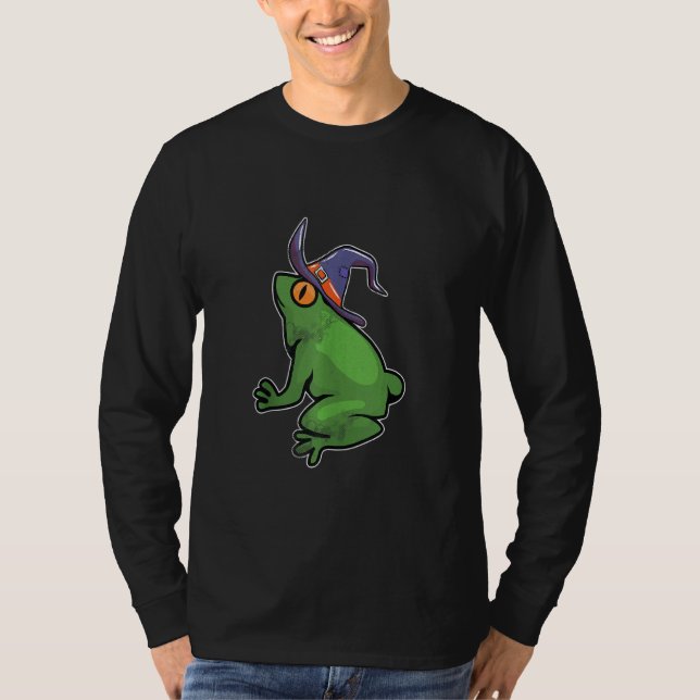 Camiseta Frog Witch Lazy Halloween Costume Funny Wizard (Anverso)