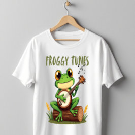 Camiseta Froggy Tunes: Adorable Cartoon Frog Playing Banjo