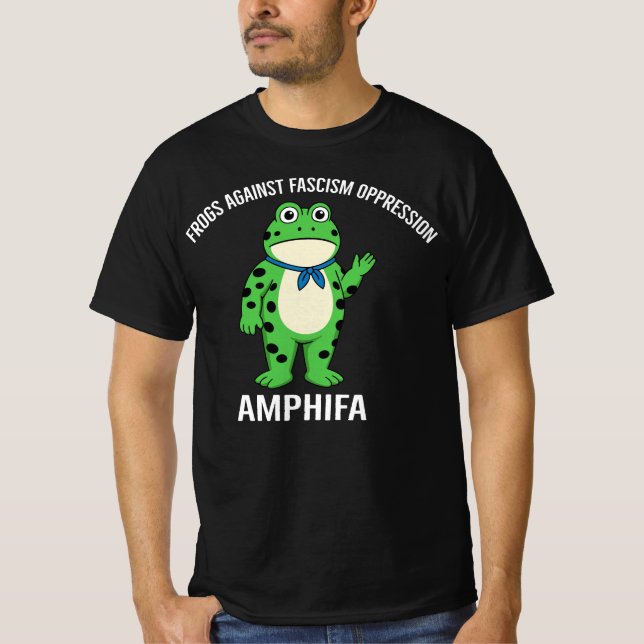 Camiseta Frogs Against Fascist Oppression AMPHIFA Funny Pro (Anverso)