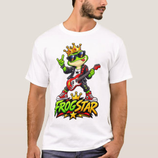 Camiseta Frogstar – Rana Real Divertida Estrella de Rock