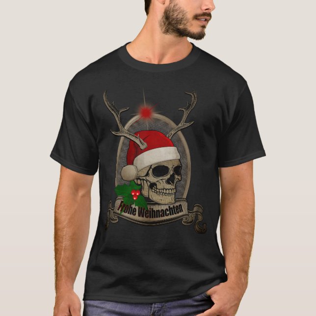 Camiseta Frohe Weihnachten Totenschädelstern Banner Stern K (Anverso)