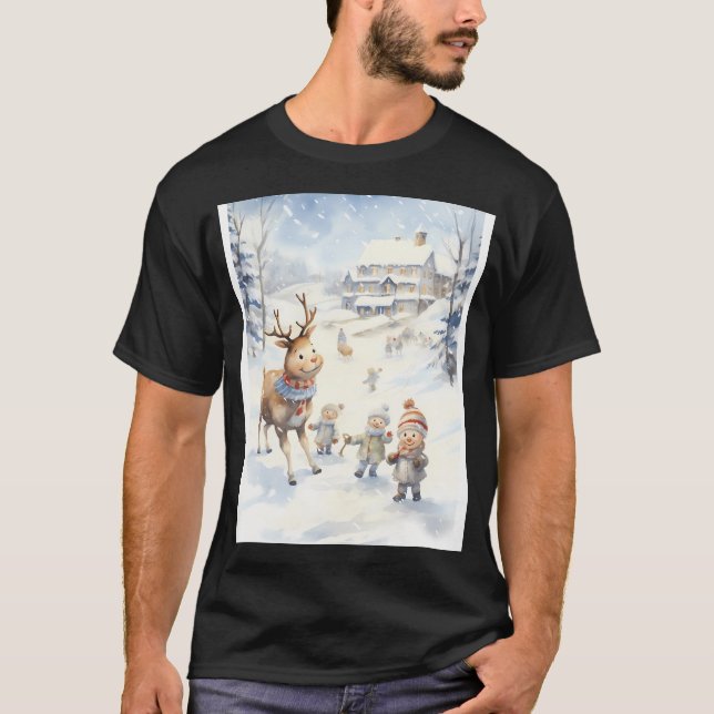 Camiseta Frolic de reno de nieve (Anverso)