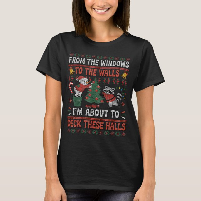 Camiseta From The Windows To The Walls Raccoon Christmas Ug (Anverso)