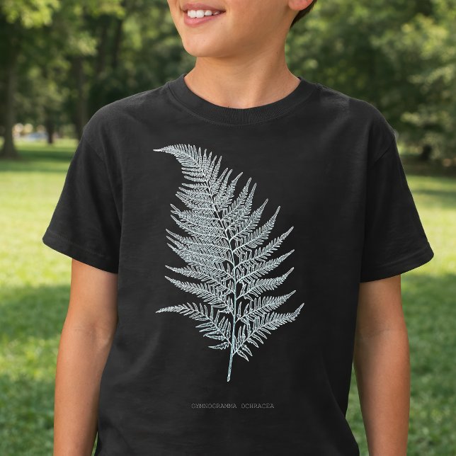 Camiseta Fronde de Helecho Ocra, Gymnogramma Ochracea (Ochre Fern Frond, Gymnogramma Ochracea. Boy Basic Black T-Shirt)