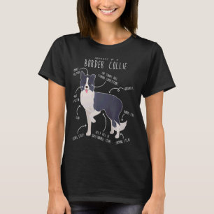 Camiseta Frontera Collie Anatomía Mascota lindo perro mamá
