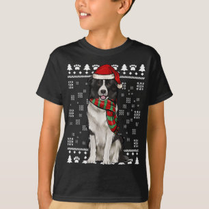 Camiseta Frontera Collie Dog Santa Hat Navidades feos