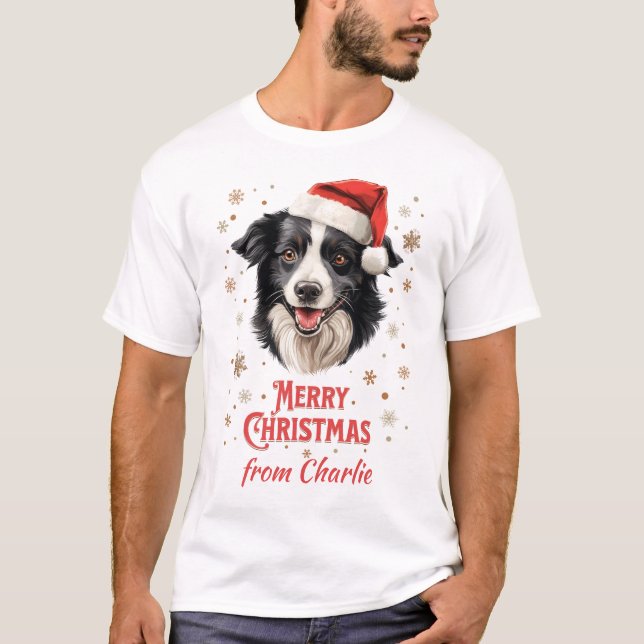Camiseta Frontera Collie Dog Santa Merry Navidad (Anverso)