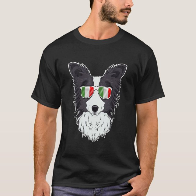 Camiseta Frontera Collie Italia Gafas de sol con bandera it (Anverso)