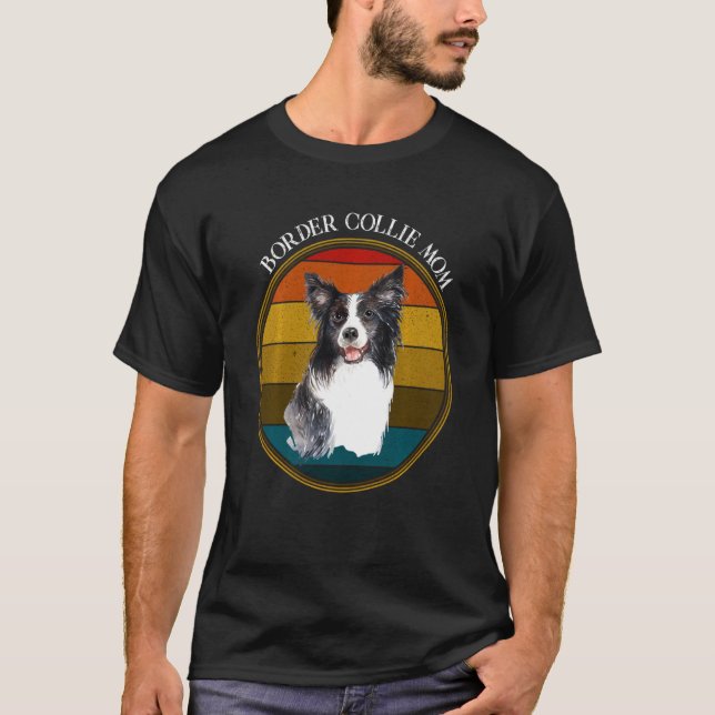 Camiseta Frontera Collie Mom Vintage Sunset Dog Mom (Anverso)