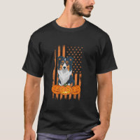 Frontera Collie Perro Bandera Americana Halloween 