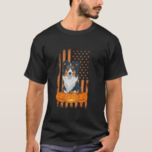 Camiseta Frontera Collie Perro Bandera Americana Halloween 