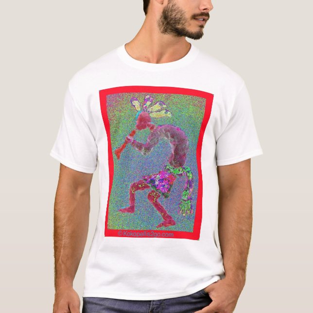 CAMISETA FRONTERA ROJA ROJA MÍSTICA DE KOKOPELLI (Anverso)