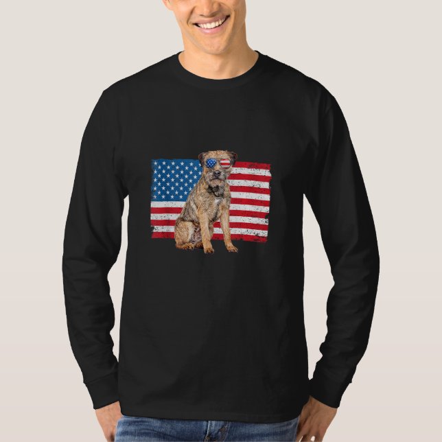 Camiseta Frontera Terrier Papá Mamá Mamá Mamá Bandera Ameri (Anverso)