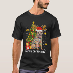 Camiseta Frontera Terrier Santa Árbol de Navidad alumbran N